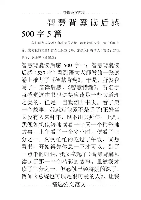 智慧背囊读后感500字5篇_0