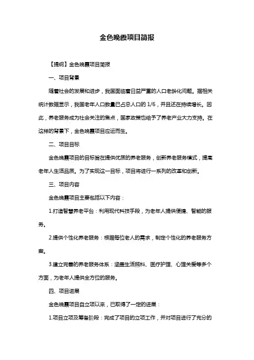 金色晚霞项目简报