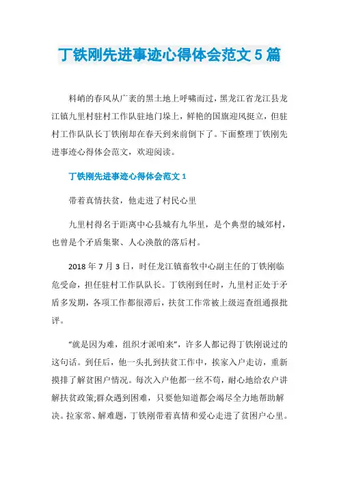 丁铁刚先进事迹心得体会范文5篇