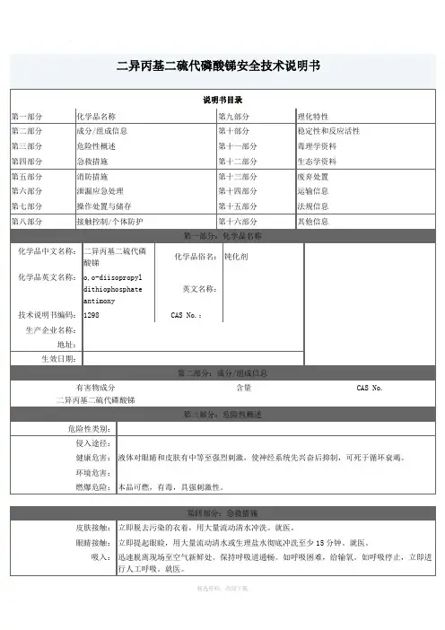 钝化剂MSDS