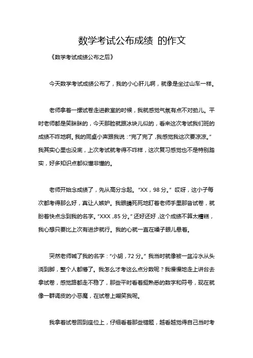 数学考试公布成绩 的作文