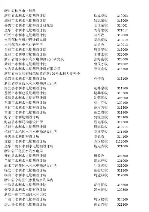 浙江设计院名单