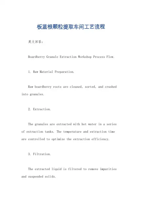 板蓝根颗粒提取车间工艺流程