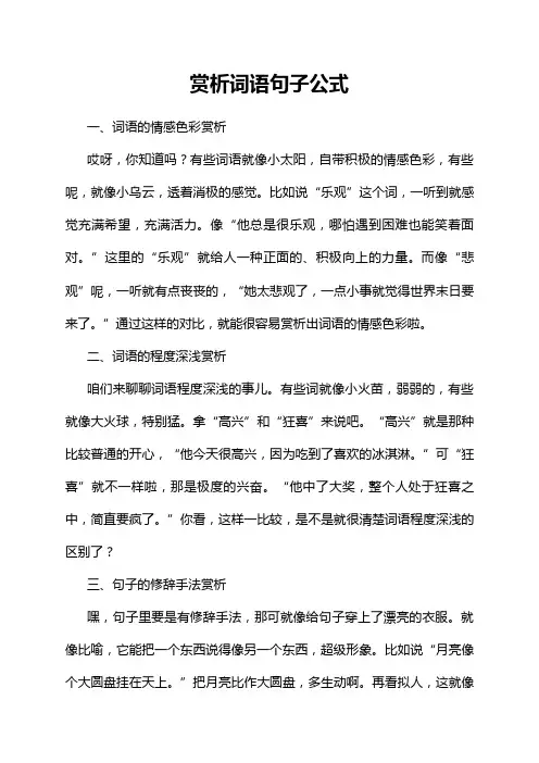 赏析词语句子公式