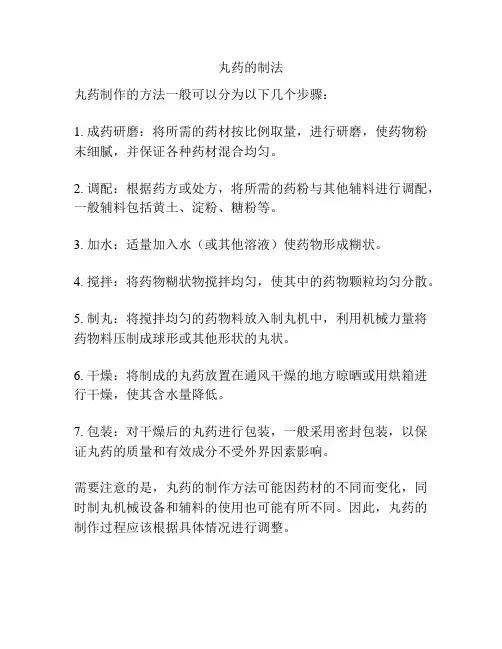 丸药的制法