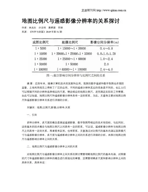 地图比例尺与遥感影像分辨率的关系探讨