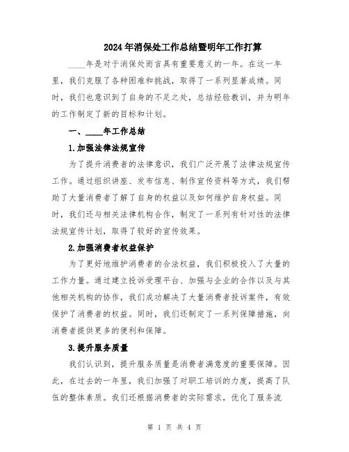 2024年消保处工作总结暨明年工作打算
