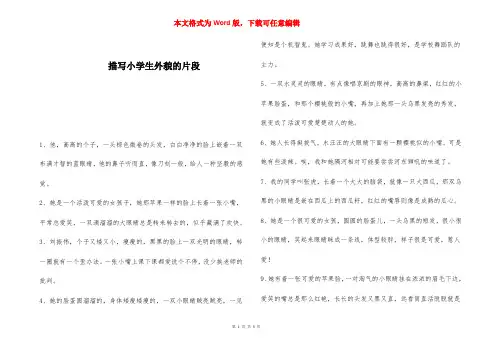 描写小学生外貌的片段 