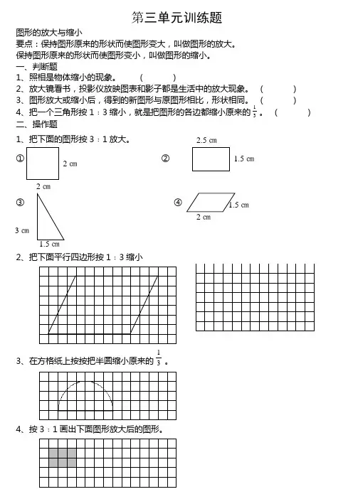 六年级数学下册第三单元图形的放大与缩小训练题
