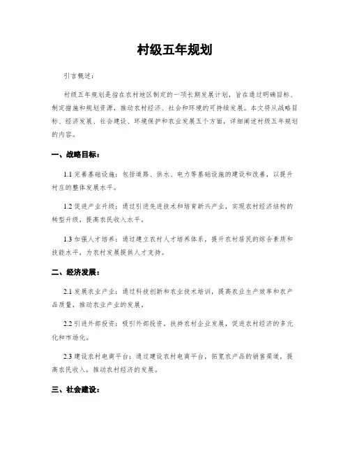 村级五年规划