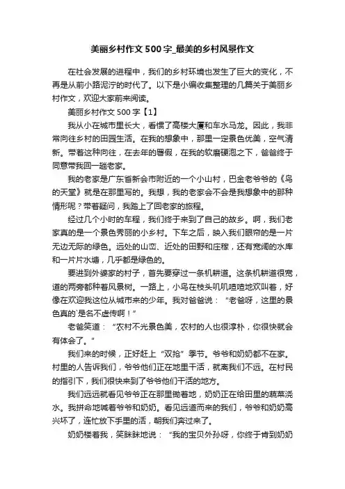 美丽乡村作文500字_最美的乡村风景作文
