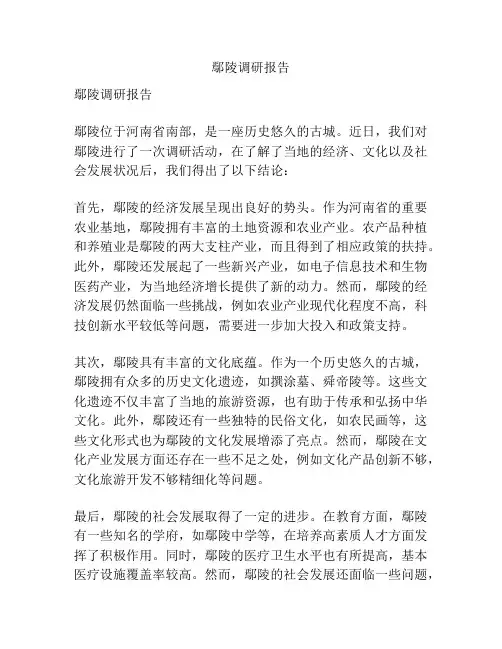鄢陵调研报告