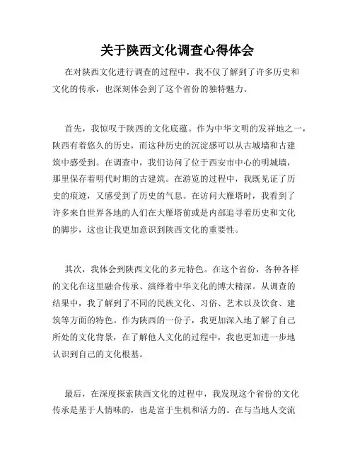 关于陕西文化调查心得体会