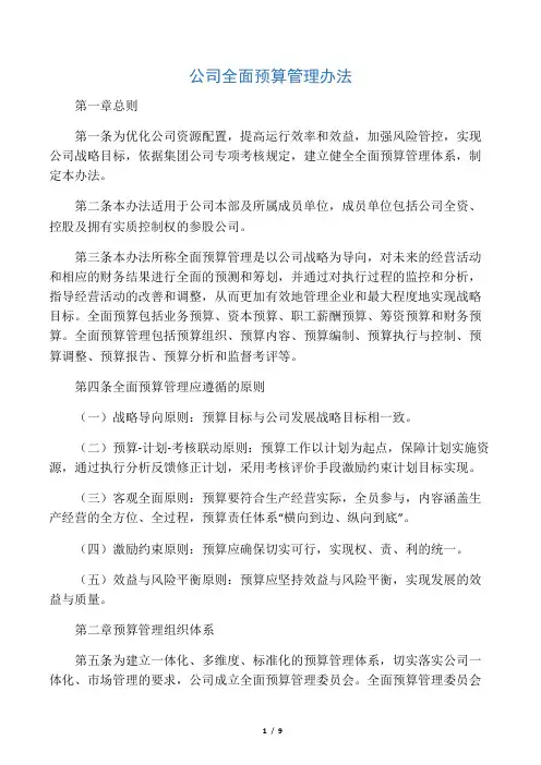 公司全面预算管理办法