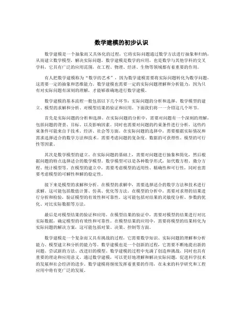 数学建模的初步认识