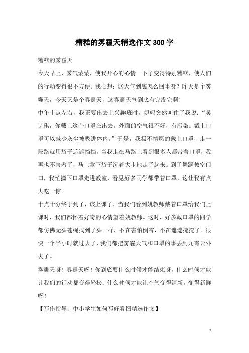 糟糕的雾霾天精选作文300字