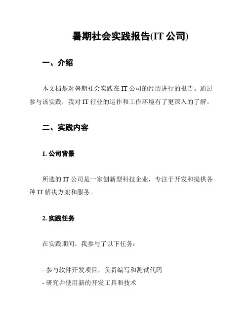 暑期社会实践报告(IT公司)