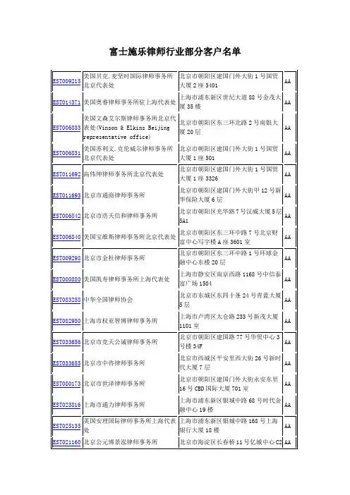 富士施乐律师行业部分客户名单