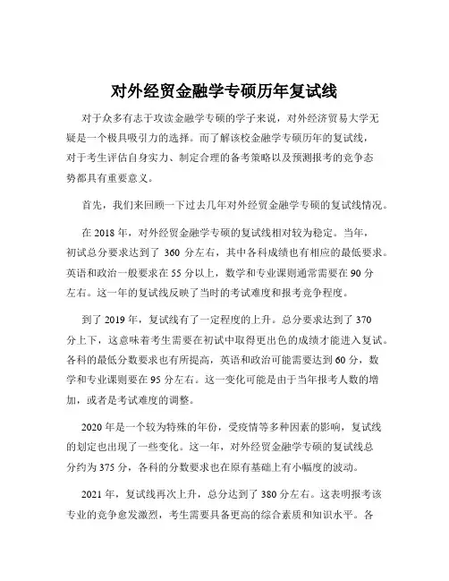 对外经贸金融学专硕历年复试线