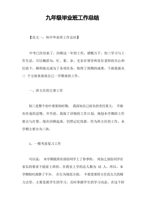 九年级毕业班工作总结