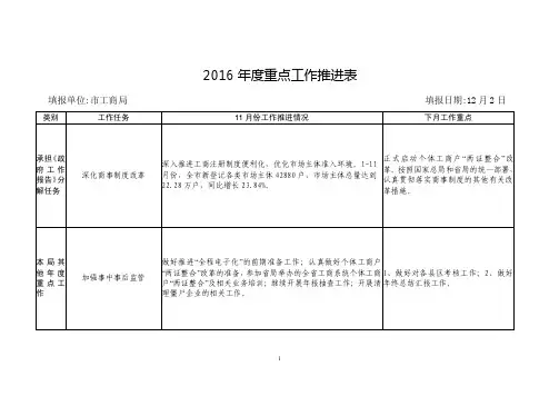 2016年度重点工作推进表