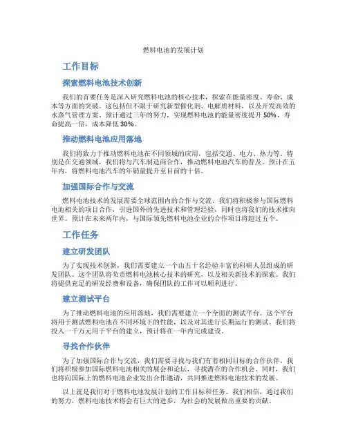 燃料电池的发展计划