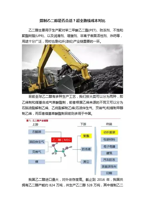 煤制乙二醇是否合适？超全路线成本对比