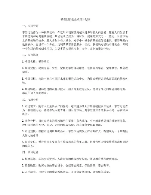 攀岩创新创业项目计划书
