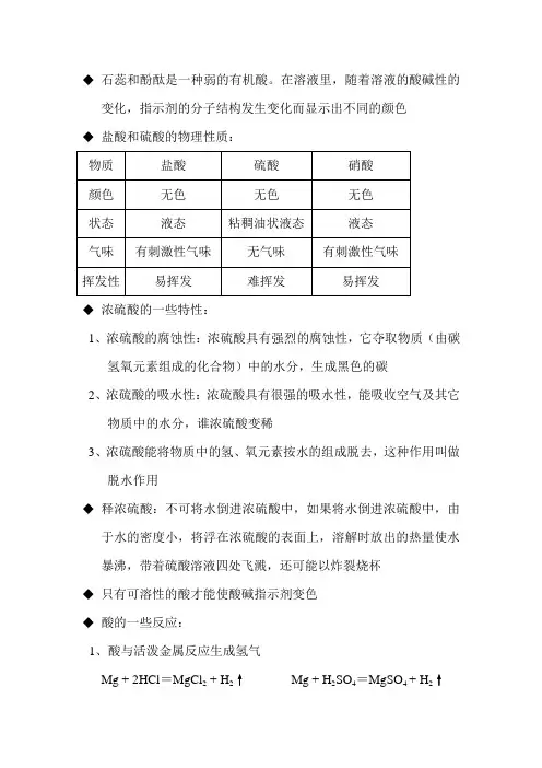 初四化学知识点