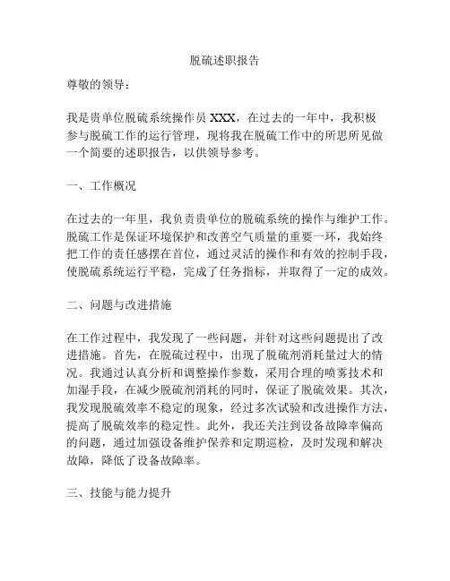 脱硫述职报告