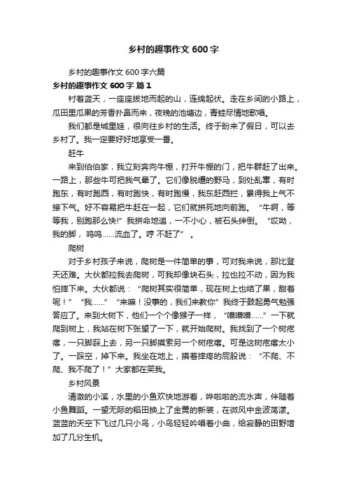 乡村的趣事作文600字六篇