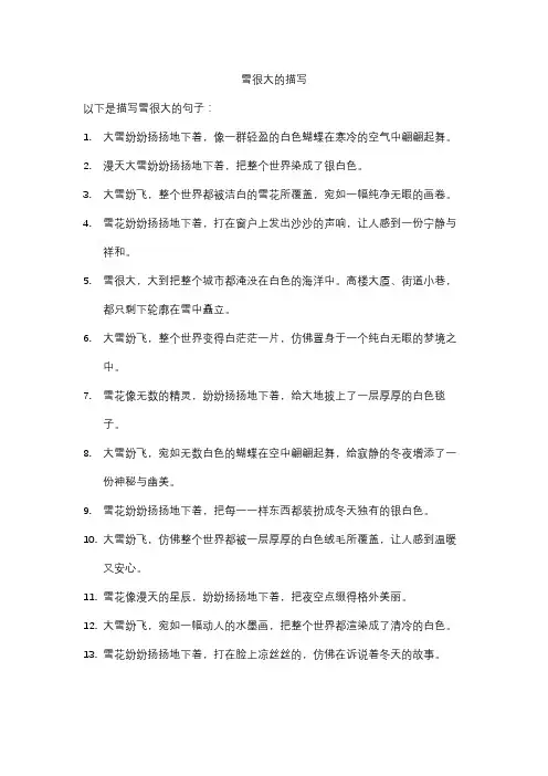 雪很大的描写