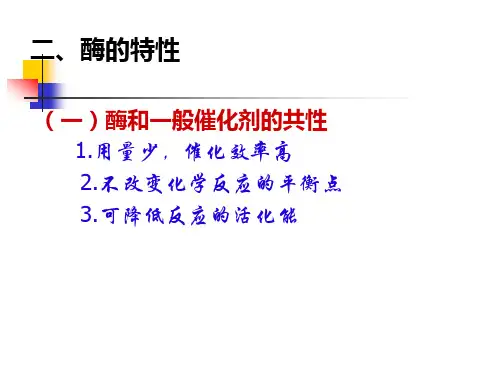 第五章酶的概念本质命名分类作用特点专一性结构与功能关系