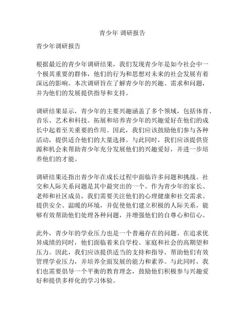 青少年 调研报告