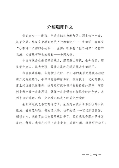 介绍潮阳作文