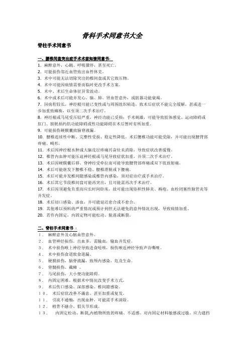 骨科手术同意书大全模板