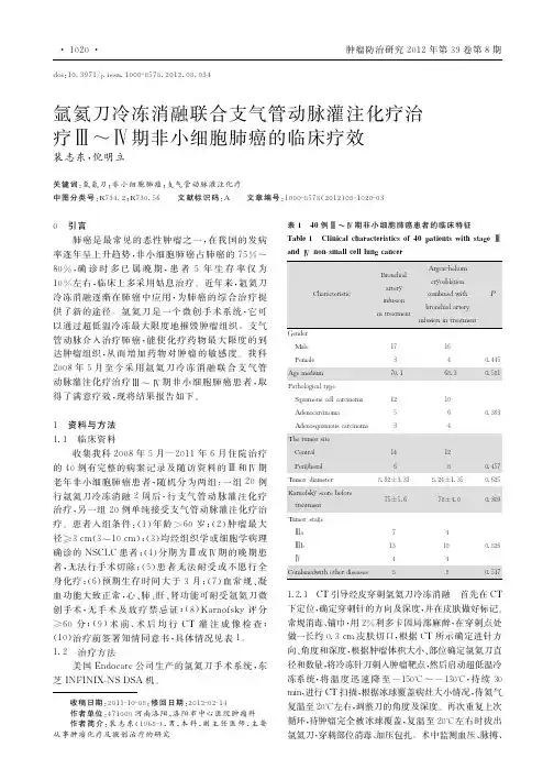 氩氦刀冷冻消融联合支气管动脉灌注化疗治疗期非小细胞肺癌的临床疗效