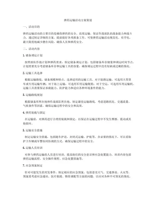 弹药运输活动方案策划