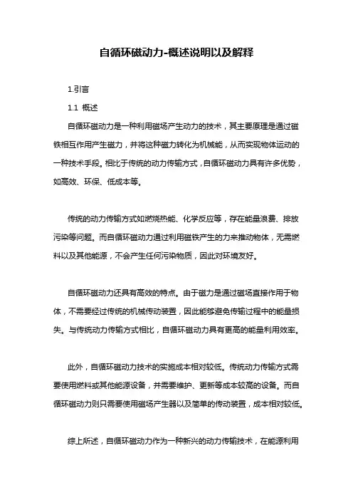 自循环磁动力-概述说明以及解释