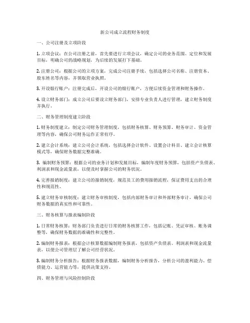 新公司成立流程财务制度