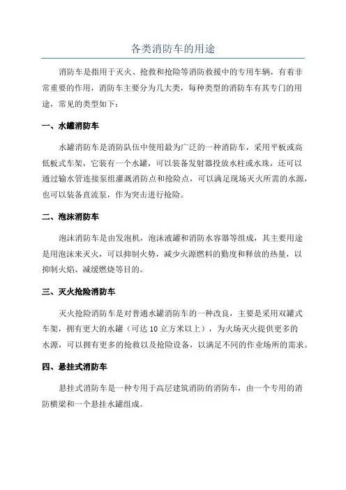各类消防车的用途
