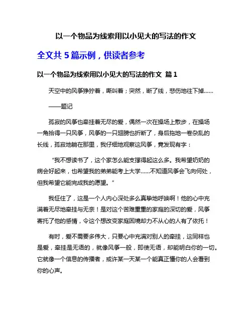 以一个物品为线索用以小见大的写法的作文
