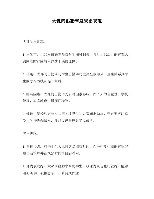 大课间出勤率及突出表现