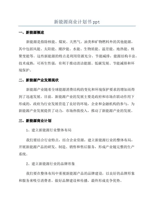 新能源商业计划书ppt
