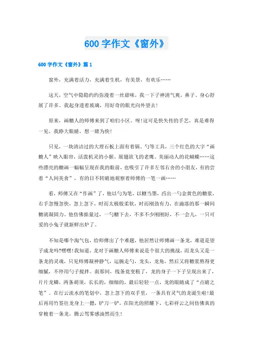 600字作文《窗外》