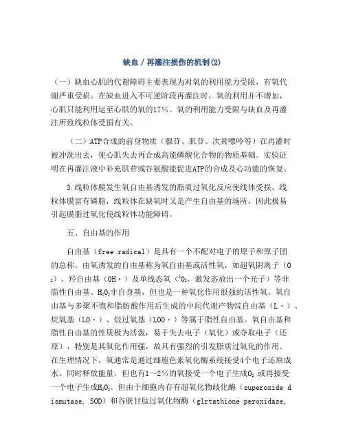 缺血／再灌注损伤的机制(2)