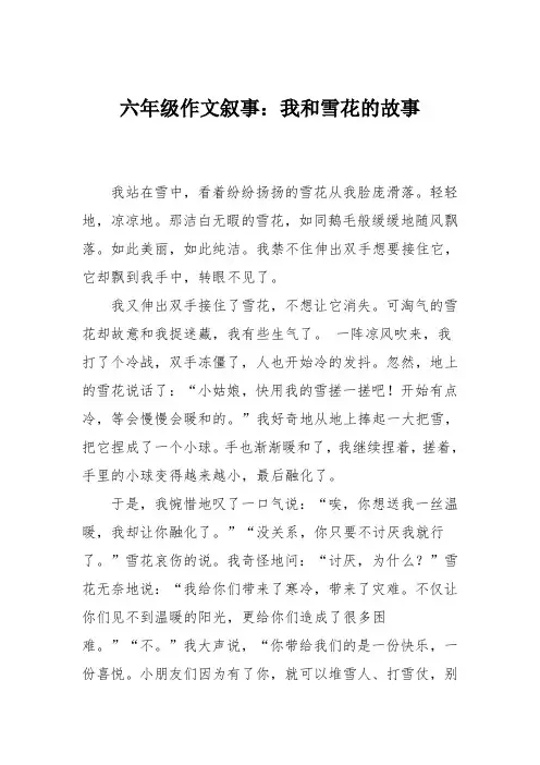六年级作文叙事：我和雪花的故事