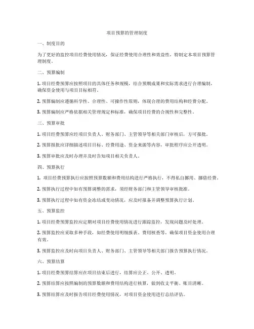项目预算的管理制度