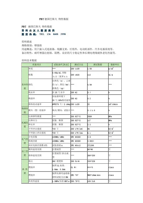 PBT德国巴斯夫 物性数据