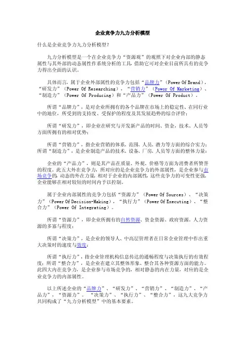 企业竞争力九力分析模型（管理者管理工具系列）